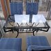 Se vinde set mobilier exterior fier forjat, masa cu blat sticla